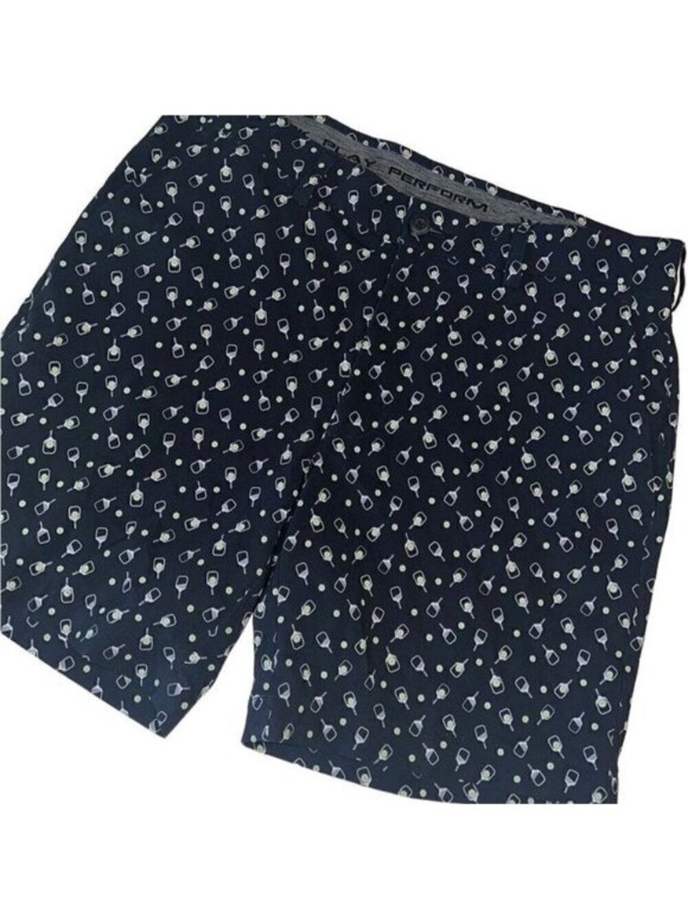 Roundtree & Yorke Black Pickleball Print Pockets Performance Shorts Size 32